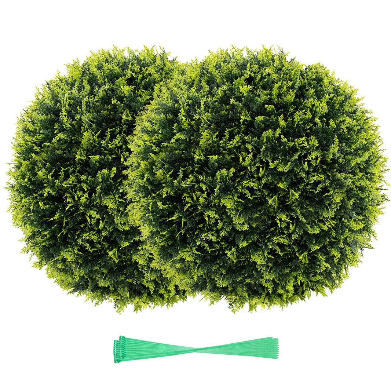Costway 2 PCS 18"/20" Artificial Cedar Topiary Balls Sun-protective Round Greenery Bushes